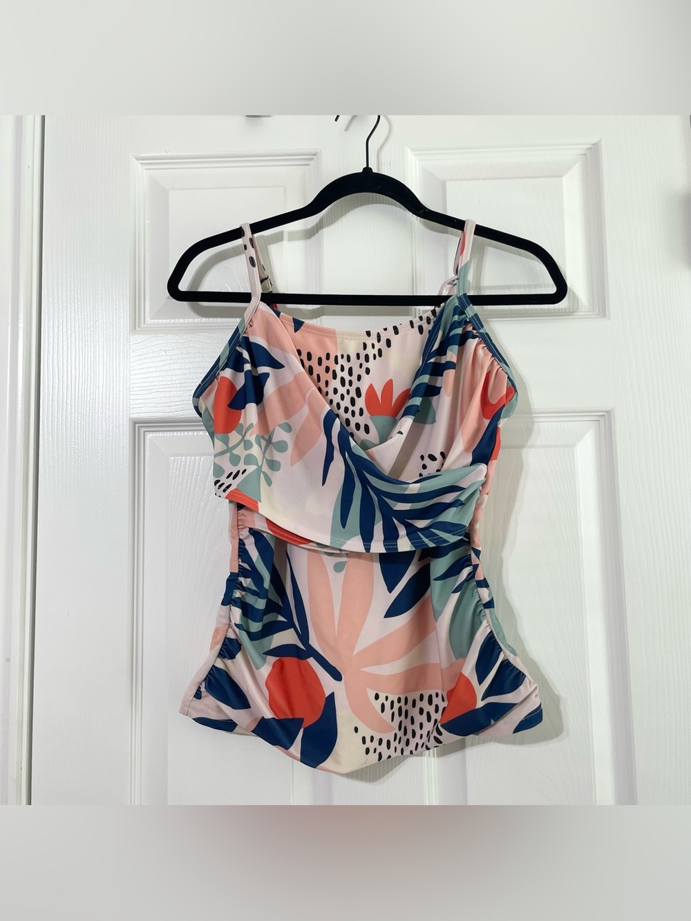 Lime Ricki Tankini Swimsuit Top Bold Abstract Floral Botanical Print Large - Picture 2 of 5